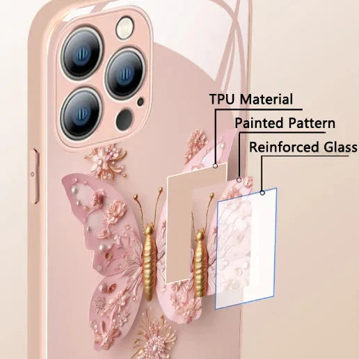 BowLift | Flat 3D glass case with butterfly pattern for iPhone
