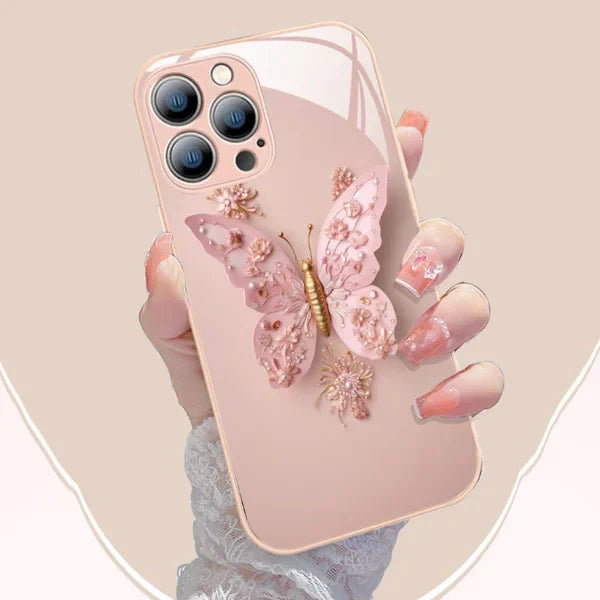 BowLift | Flat 3D glass case with butterfly pattern for iPhone