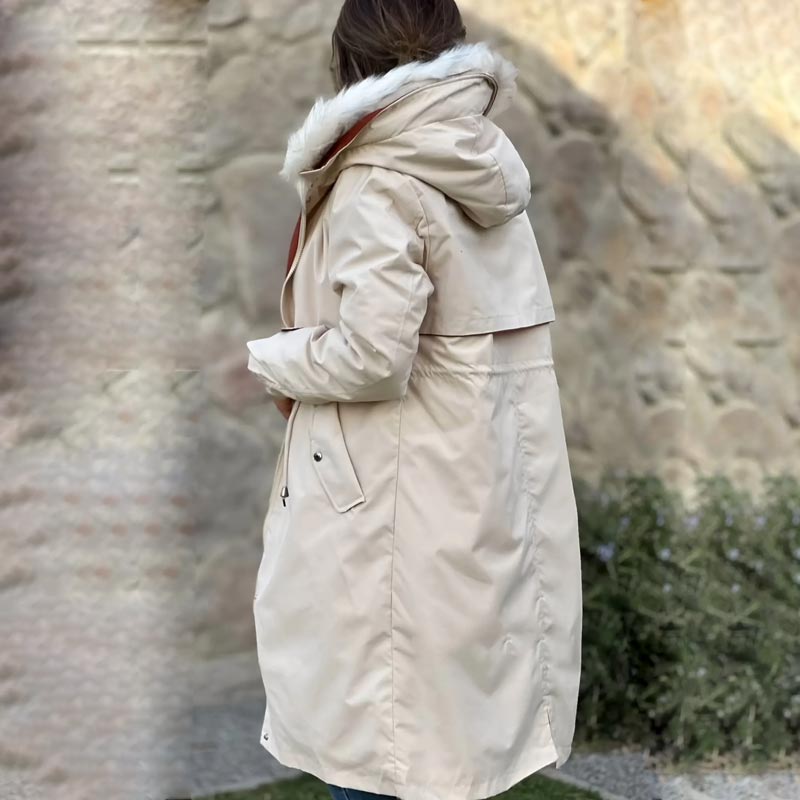 BowLift | Winter coat with hood and fur collar, casual parka for women