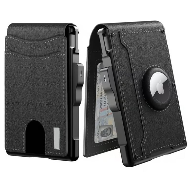 BowLift | Pop Up aluminum bag Money Clip Slim Leather Slots Credit Card Holder RFID Blocking Bifold Minimalist Wallet