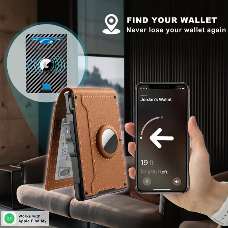 BowLift | Pop Up aluminum bag Money Clip Slim Leather Slots Credit Card Holder RFID Blocking Bifold Minimalist Wallet