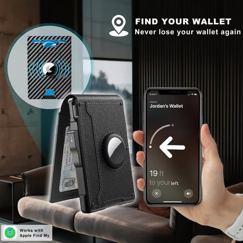 BowLift | Pop Up aluminum bag Money Clip Slim Leather Slots Credit Card Holder RFID Blocking Bifold Minimalist Wallet