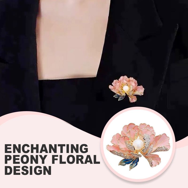 BowLift | Elegant enameled peony brooch for women