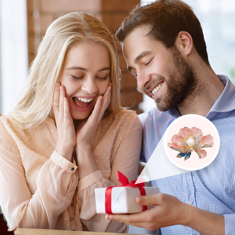 BowLift | Elegant enameled peony brooch for women