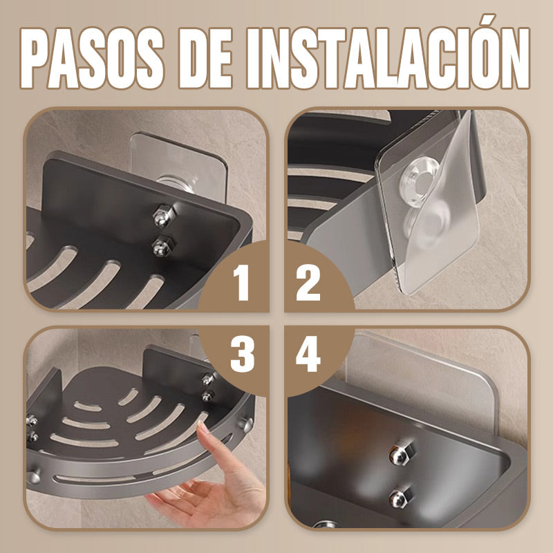 BowLift | Corner shower shelf without drilling with hooks