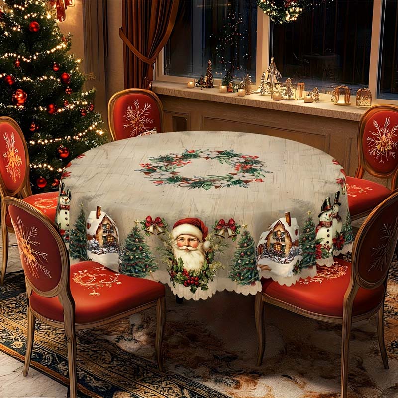 BowLift | Christmas Table Runner with Reindeer and Snowmen – Durable Polyester Tablecloths Model PineGlow