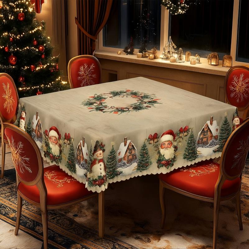 BowLift | Christmas Table Runner with Reindeer and Snowmen – Durable Polyester Tablecloths Model PineGlow