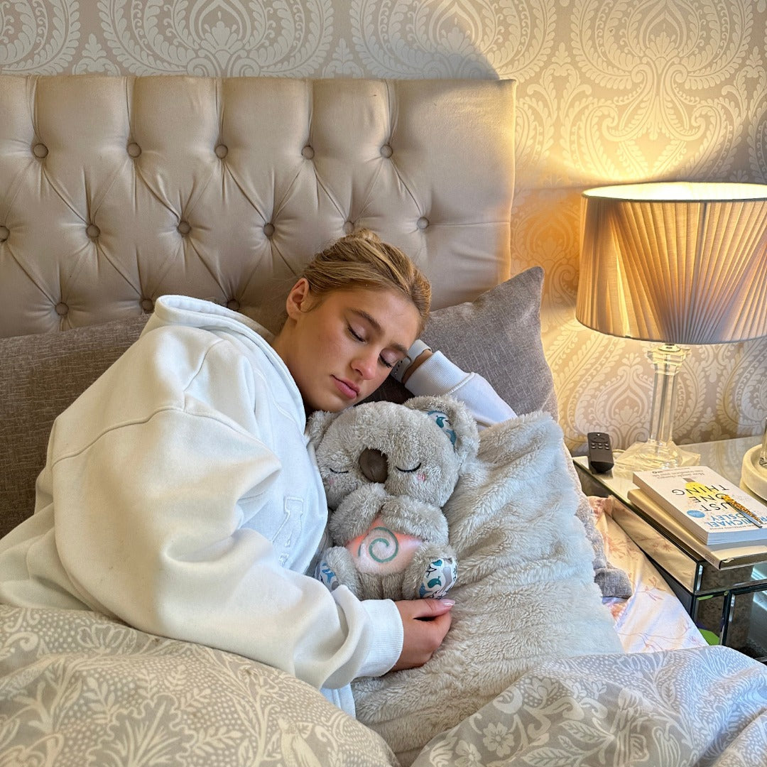 BowLift | Calming Koala Breathing Toy | Rhythmic Respiratory Simulator | Tactile Haptic Heartbeat & Ultrasonic Sound Therapy | Integrated LED Night Light | Sleep-Inducing Weighted Plush Companion