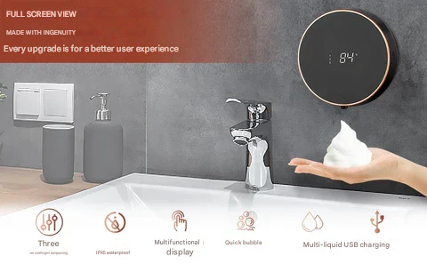 BowLift | Cleon 5-in-1 Smart Automatic Soap Dispenser with LED Display – Touchless, Rechargeable & Wall-Mountable