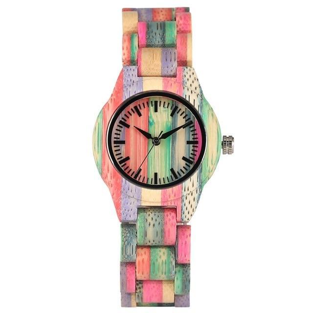 BowLift | Men Women Fashion Colorful Wood Bamboo Watch Quartz Analog Handmade Full Wooden Bracelet Luxury Wristwatches Gifts for Lovers