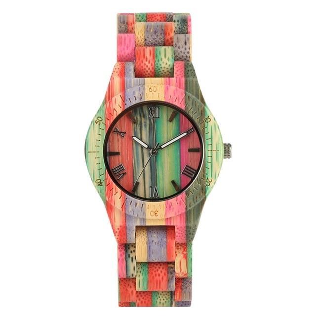 BowLift | Men Women Fashion Colorful Wood Bamboo Watch Quartz Analog Handmade Full Wooden Bracelet Luxury Wristwatches Gifts for Lovers