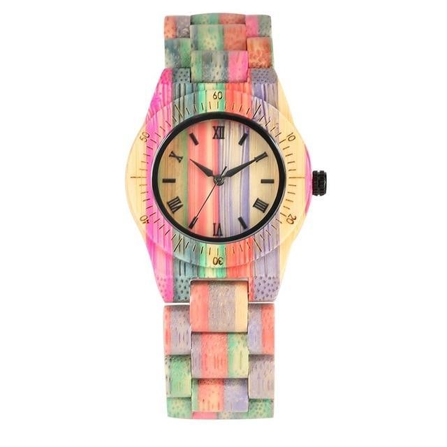 BowLift | Men Women Fashion Colorful Wood Bamboo Watch Quartz Analog Handmade Full Wooden Bracelet Luxury Wristwatches Gifts for Lovers