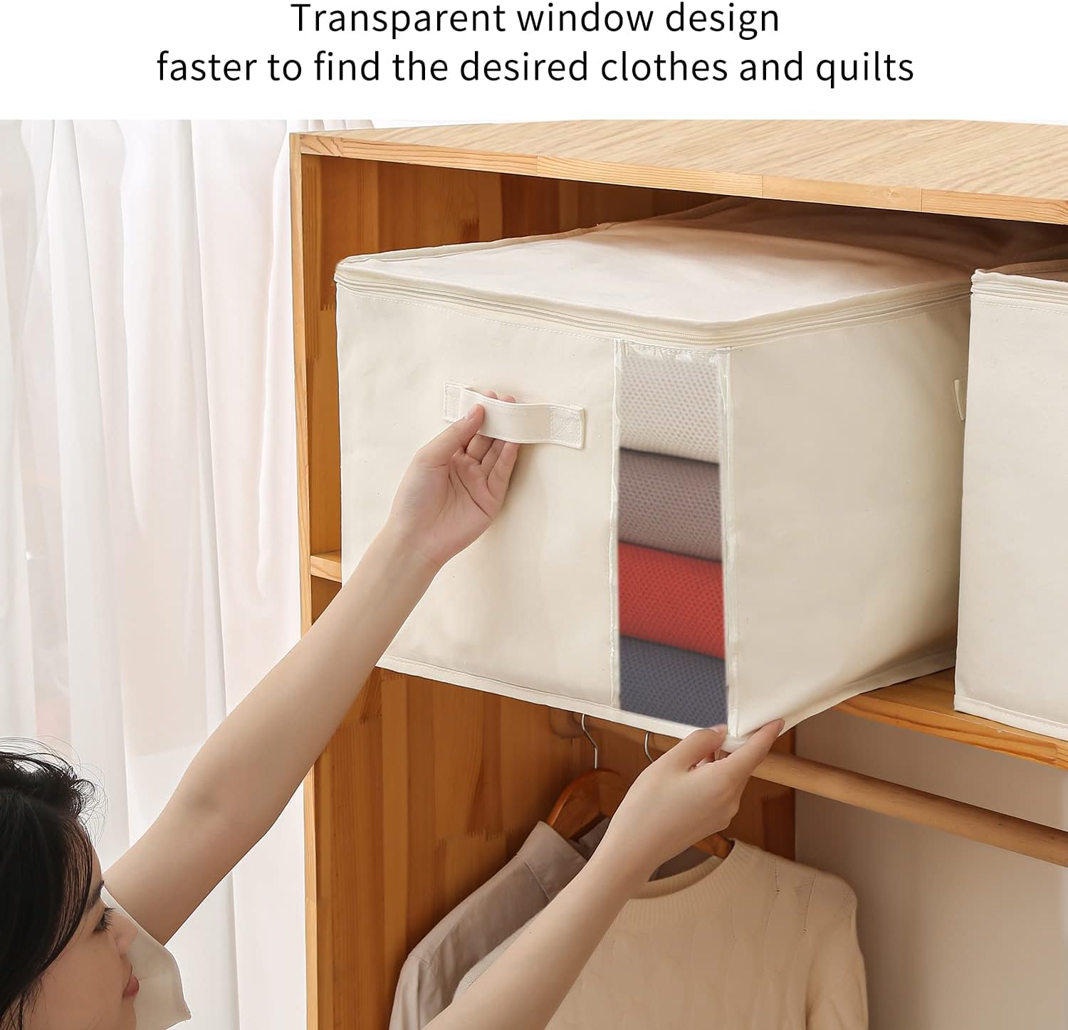 BowLift | Canvas Clothes Storage Organiser Set – Dual Zipper Bag with Handles & Window