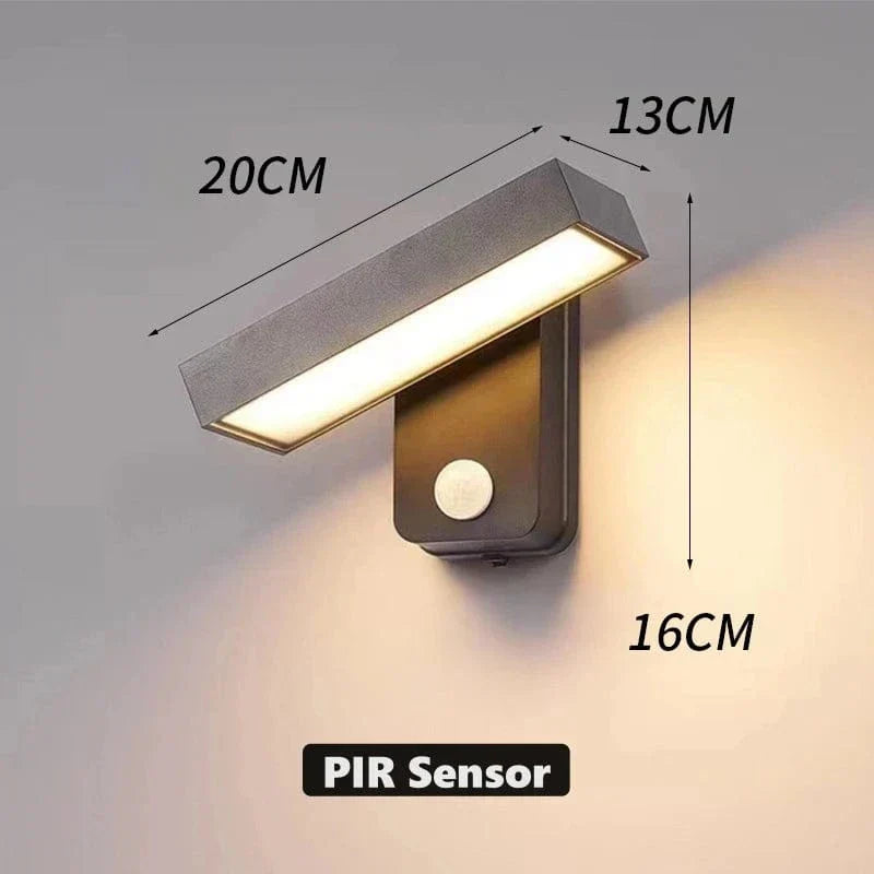 BowLift | PIR Motion Sensor Outdoor Wall Light | IP65 Waterproof, Rotatable Design & Adjustable Length for Gardens and Entrances