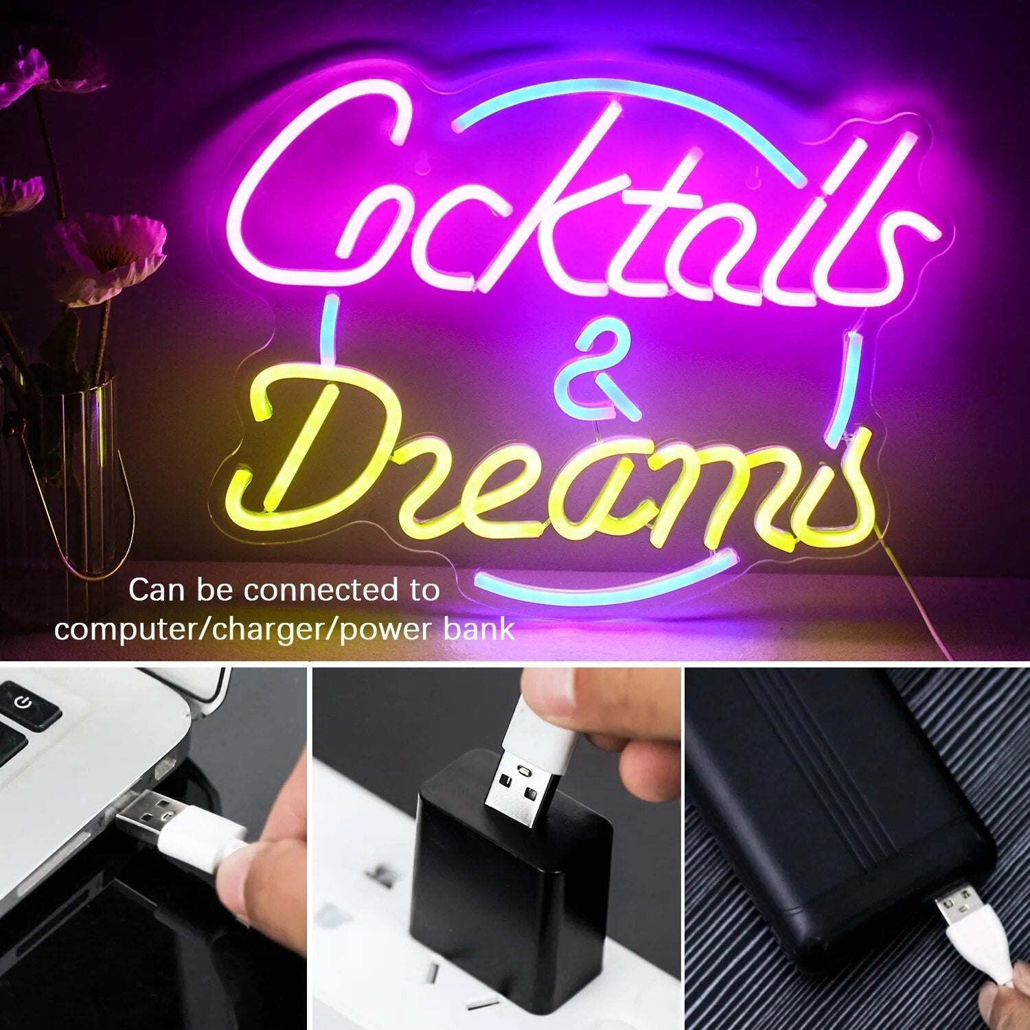 BowLift | Lively Cocktails & Beer LED Neon Wall Sign