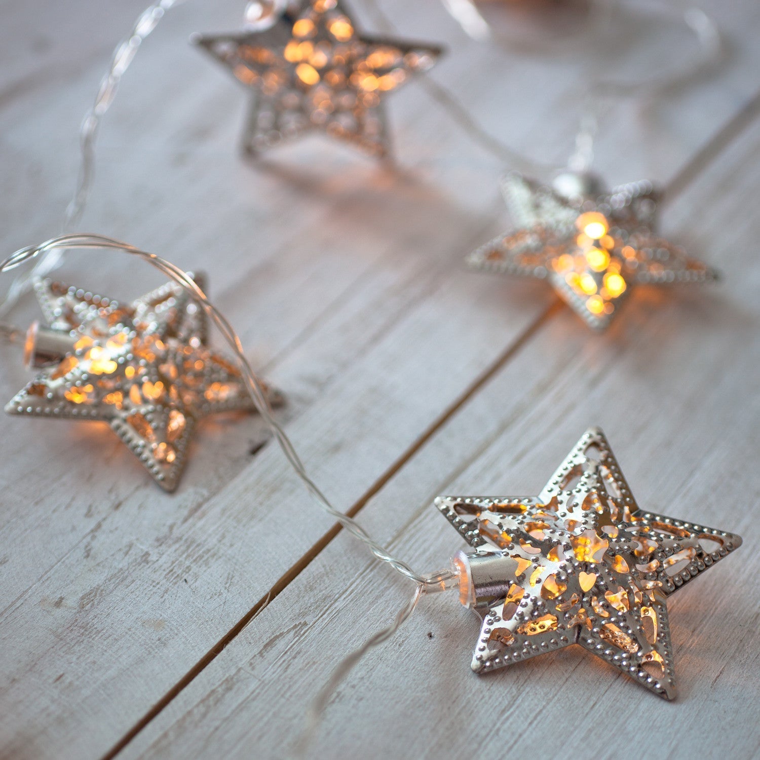 BowLift | Christmas Decorations Silver Star String Lights