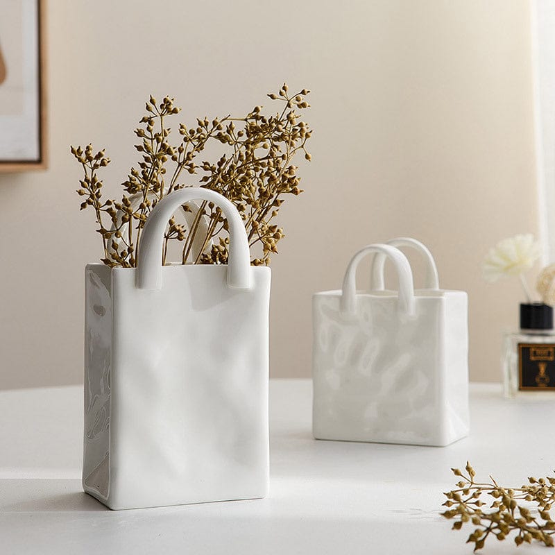 BowLift | White Bag Porcelain Vase