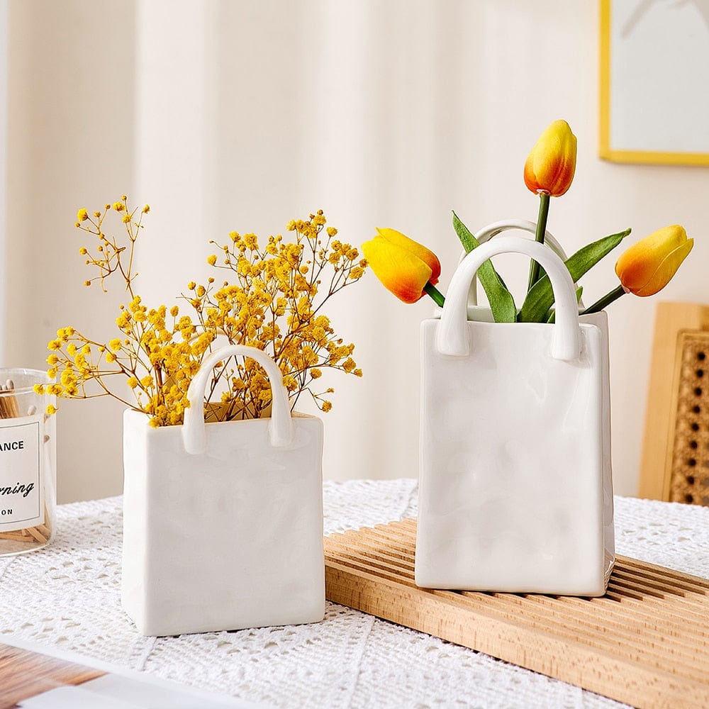 BowLift | White Bag Porcelain Vase