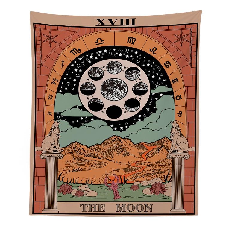 BowLift | "The Moon" Tarot Colored Tapestry