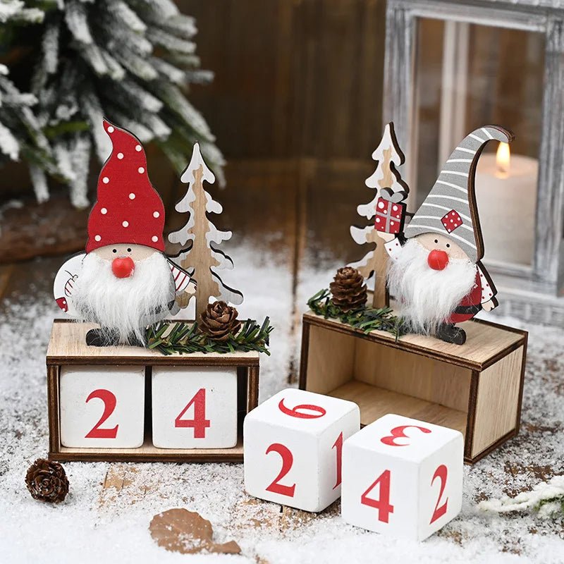 BowLift | Wooden Painted Christmas Countdown Calendar – Festive Christmas Home Decor & New Year Countdown Gift