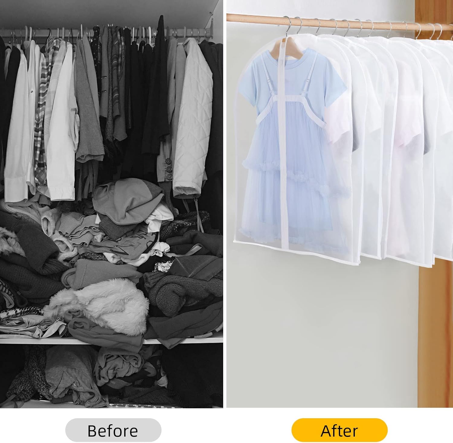 BowLift | PEVA Garment Cover Set – 12-Pack Hanging Clothes Bags in 3 Sizes (Buy 1, Get 1 FREE)