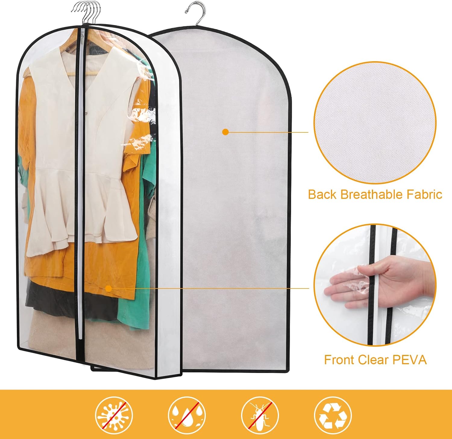BowLift | PEVA Garment Cover Set – 12-Pack Hanging Clothes Bags in 3 Sizes (Buy 1, Get 1 FREE)