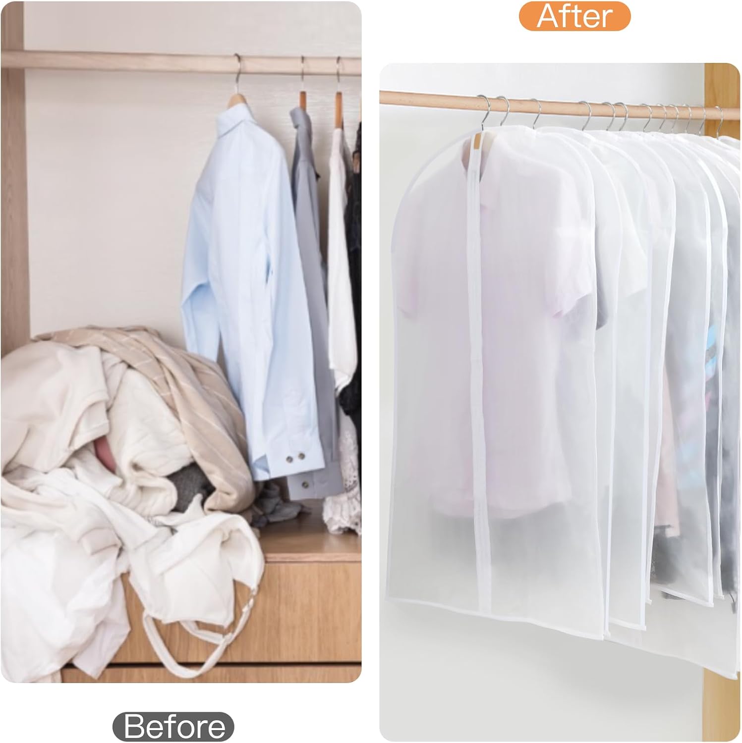 BowLift | PEVA Garment Cover Set – 12-Pack Hanging Clothes Bags in 3 Sizes (Buy 1, Get 1 FREE)