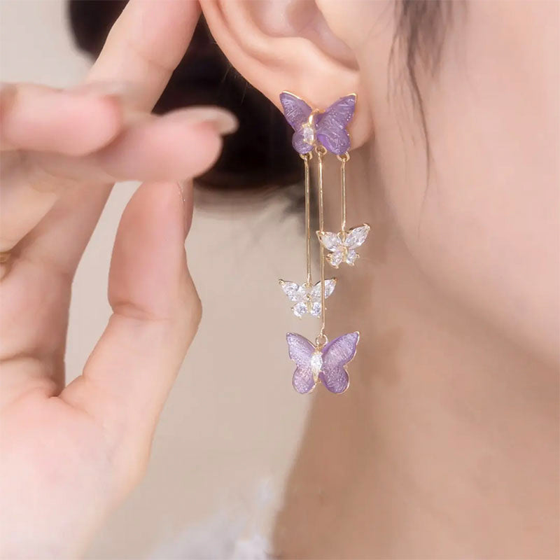 BowLift | Crystal Butterfly Tassel Earrings