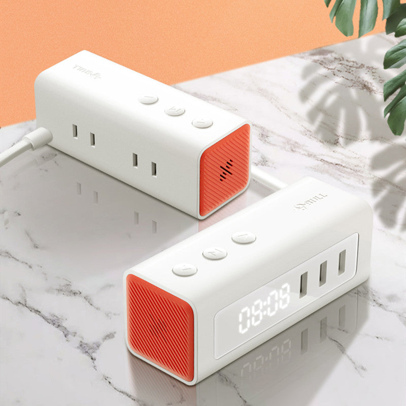 BowLift | 3-in-1 USB Charger, Power Strip, Alarm Clock, with Adjustable Light, 3 USB Ports & 2 Outlets, for Bedside, Home, Hotel, Office