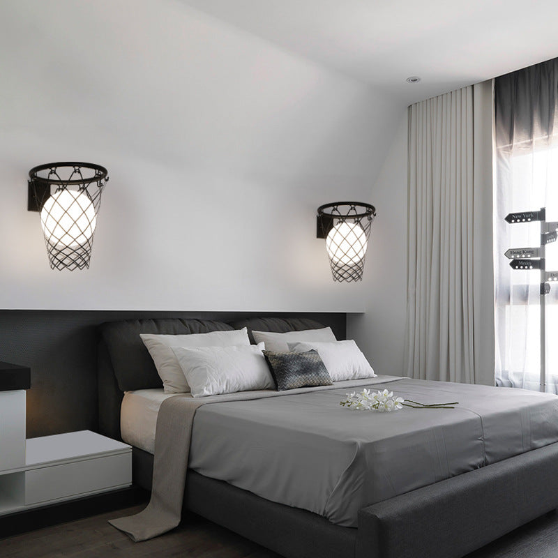 BowLift | Slamora Children's Wall Light | Basketball Hoop Design | Glass & Metal | Art Deco Style | Bedroom Light