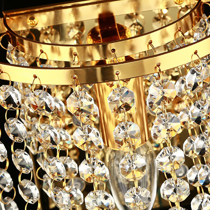 BowLift | Modern Luxury Semi-Round Octagonal Pearl Stainless Steel Crystal 1-Light Wall Sconce Lamp for Living Room