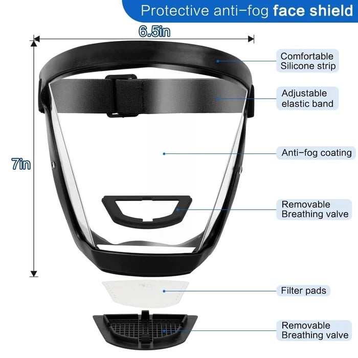 BowLift | Full Face Protection Large Transparent Face Shield