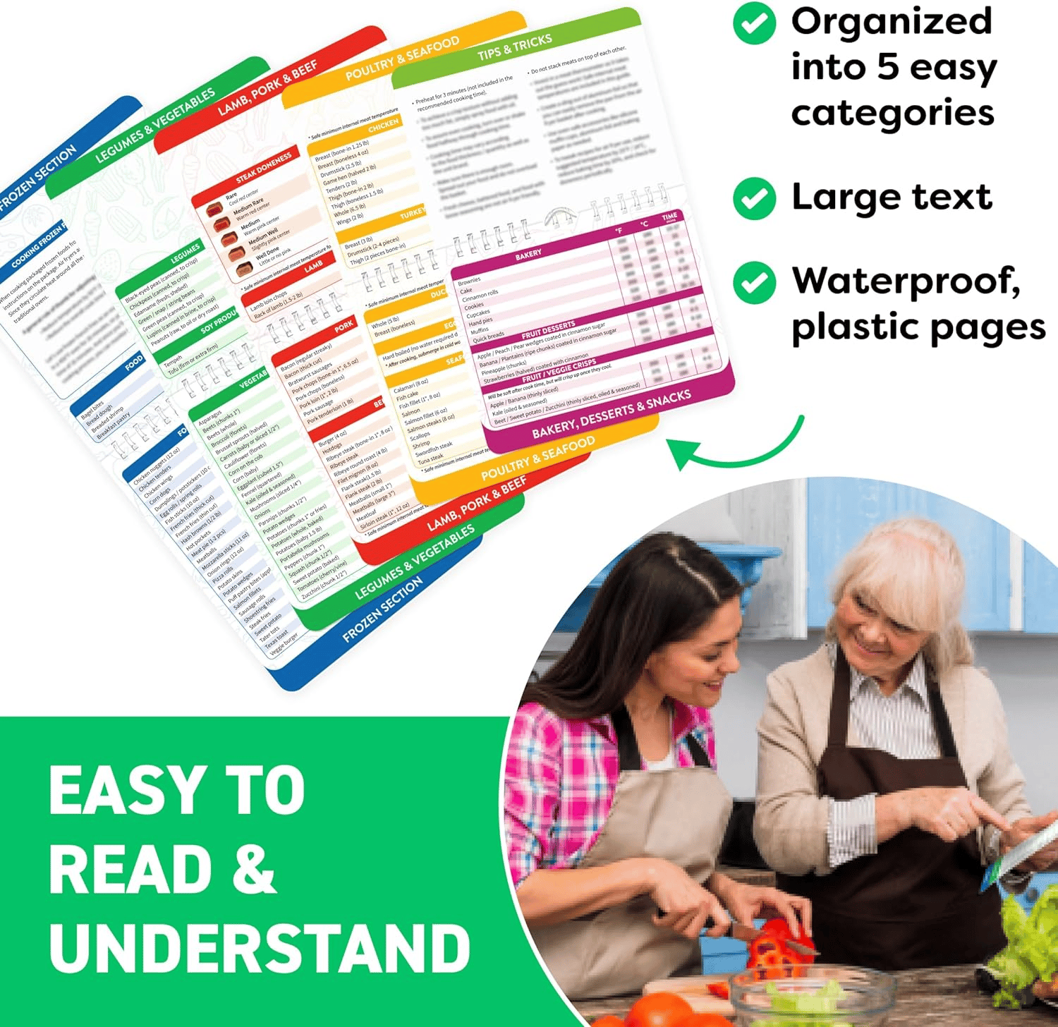 BowLift | Air Fryer Cheat Sheet Magnets Cooking Instructions Booklet