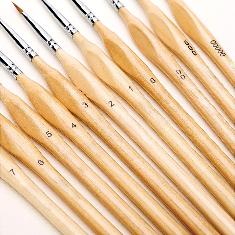 BowLift | 11 Pcs Miniature Detail Paint Brush Set With Natural Wood Handle