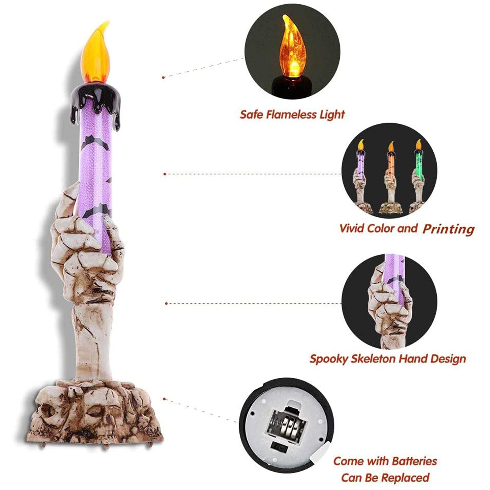 BowLift | Halloween Ghost Hand Electronic Skeleton Candle Halloween Party Bar Props Decoration Glitter Lamp