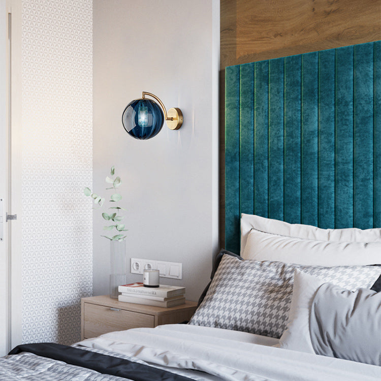 BowLift | Contemporary Scandinavian Round Ball Iron Glass 1-Light Wall Lamp for Living Room