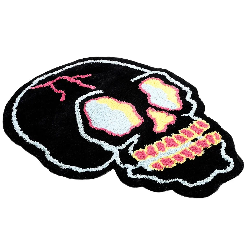 BowLift | Funky Irregular Black Skull Head Area Rug for Living Room & Bedroom