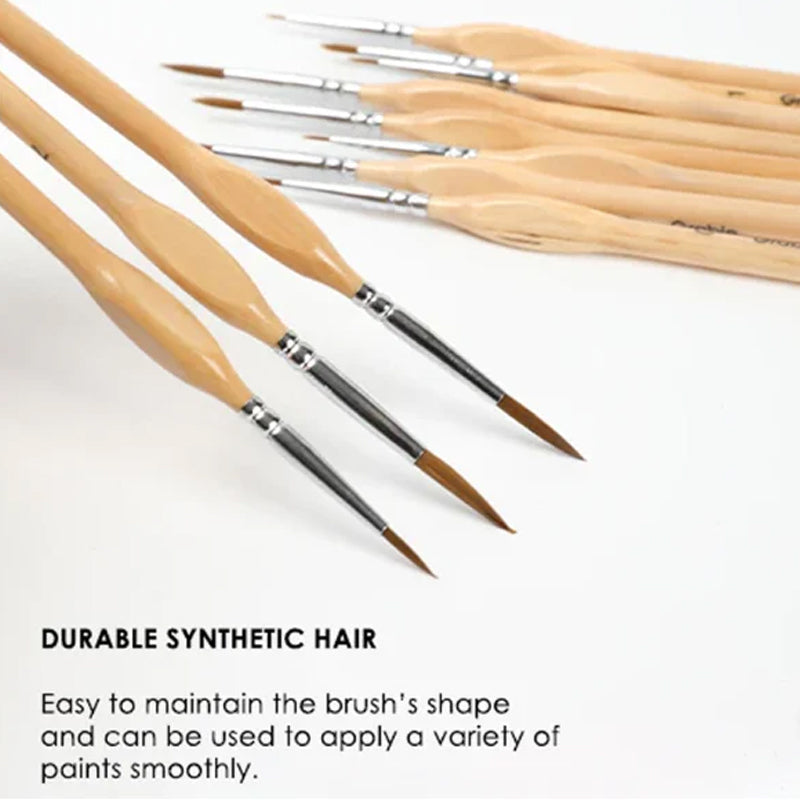 BowLift | 11 Pcs Miniature Detail Paint Brush Set With Natural Wood Handle