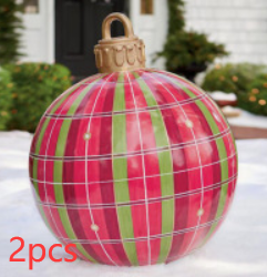 BowLift | Christmas Ornament Ball Outdoor Pvc 60CM Inflatable Decorated Ball PVC Giant Big Large Balls Xmas Tree Decorations Toy Ball