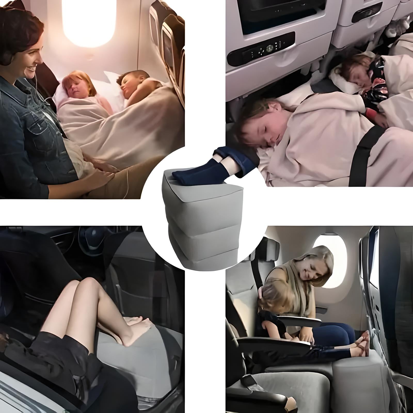 BowLift | Inflatable Travel Footrest | Ergonomic, Adjustable Height & Compact for Planes, Trains, Buses & Office Use