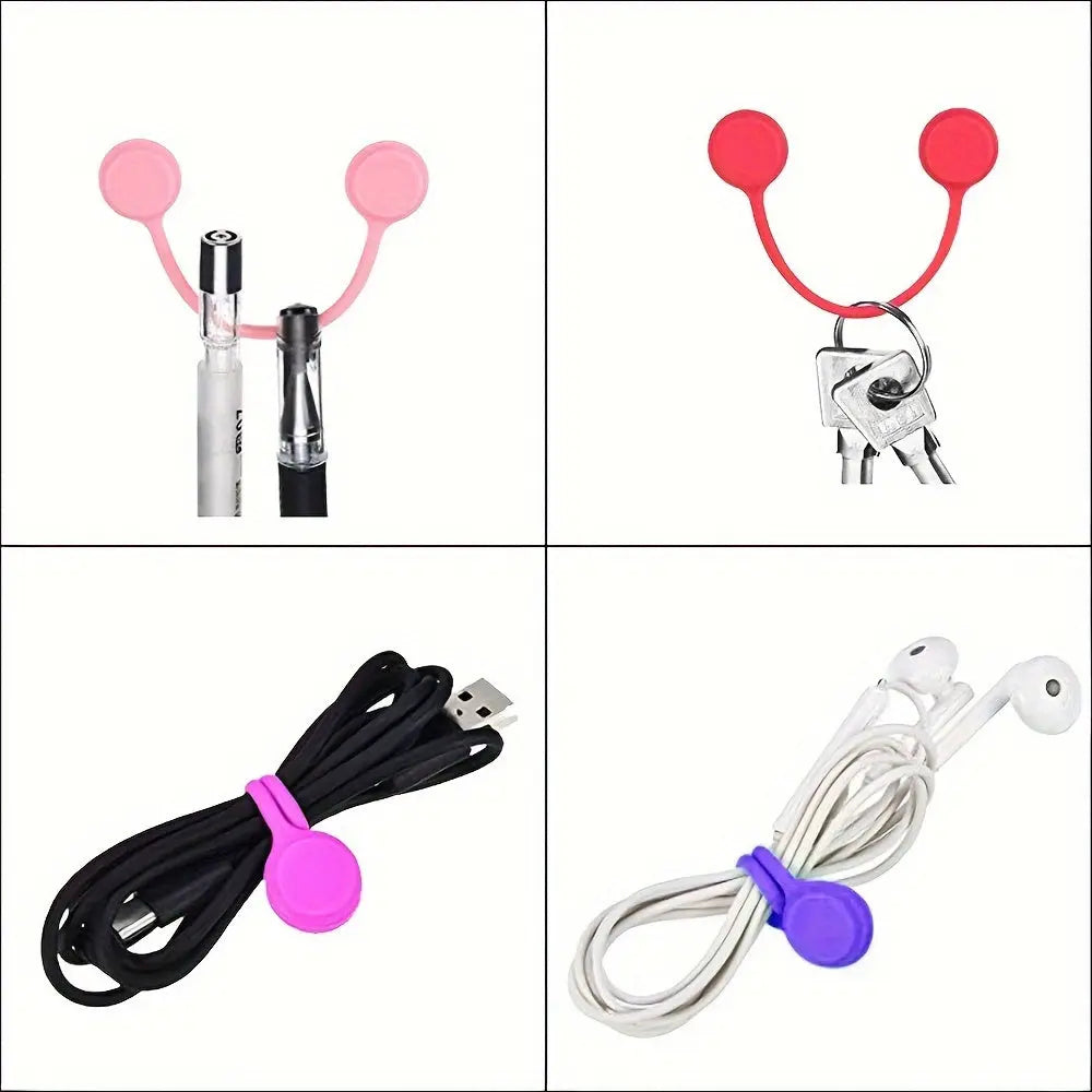 BowLift | 10 Pieces Magnetic Silicone Cable and Key Organizer Bands