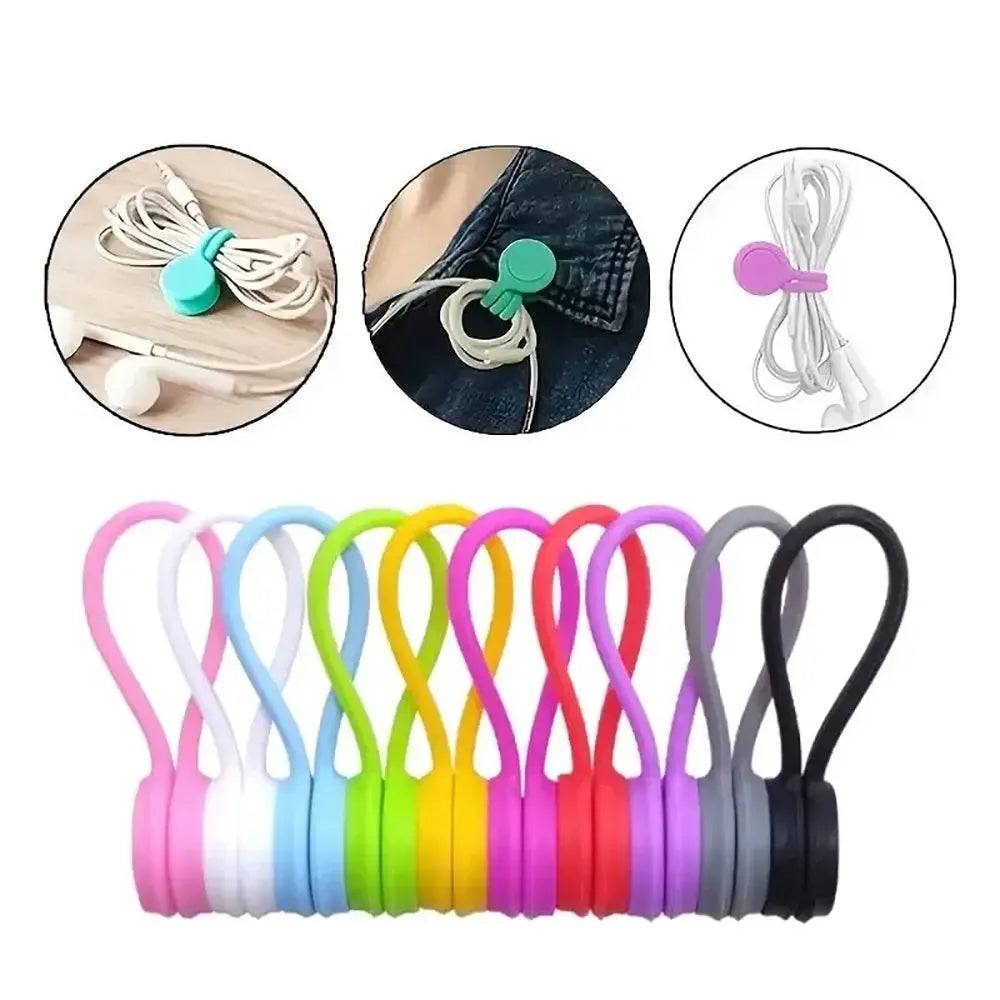 BowLift | 10 Pieces Magnetic Silicone Cable and Key Organizer Bands
