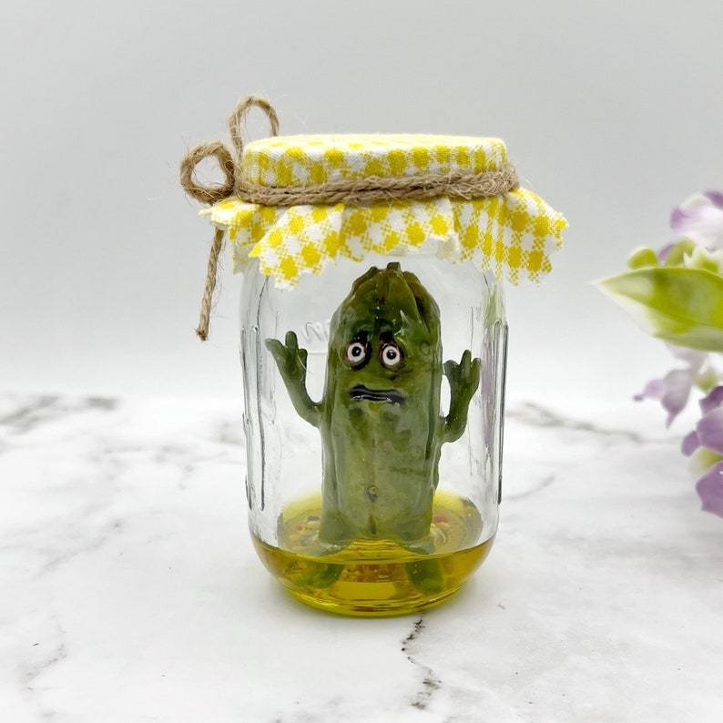 BowLift | Grumpy Pickle in a Jar Sculpture