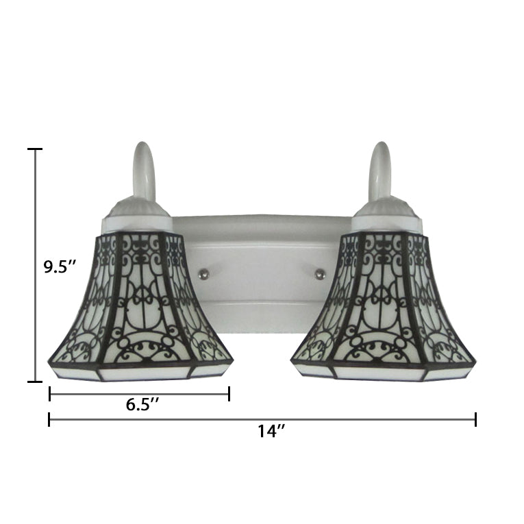 BowLift | Stained Glass White Wall Lamp Fixture Extended 2 Heads Tiffany Wall Lamp Fixture