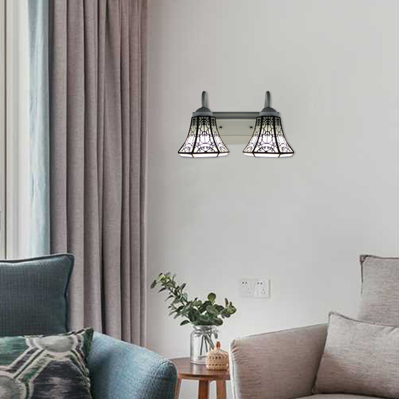 BowLift | Stained Glass White Wall Lamp Fixture Extended 2 Heads Tiffany Wall Lamp Fixture