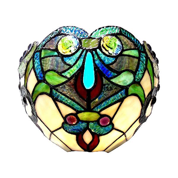 BowLift | Stained Glass Bowl Wall Lamp Victorian Style 1 Light Art Deco Wall Light in Green