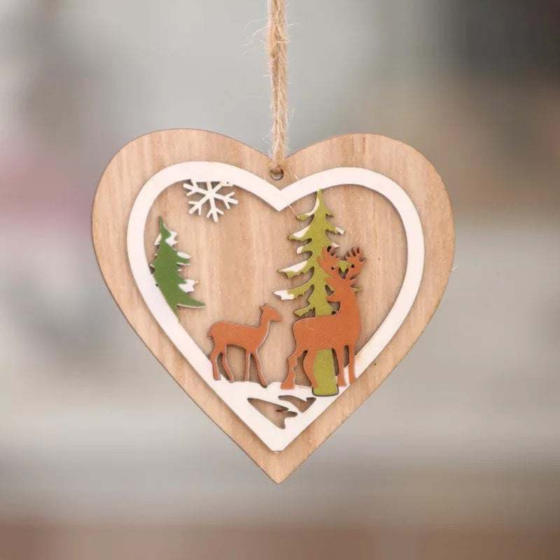 BowLift | Christmas tree small pendant wooden five-pointed star bell pendant gift Christmas decoration wooden