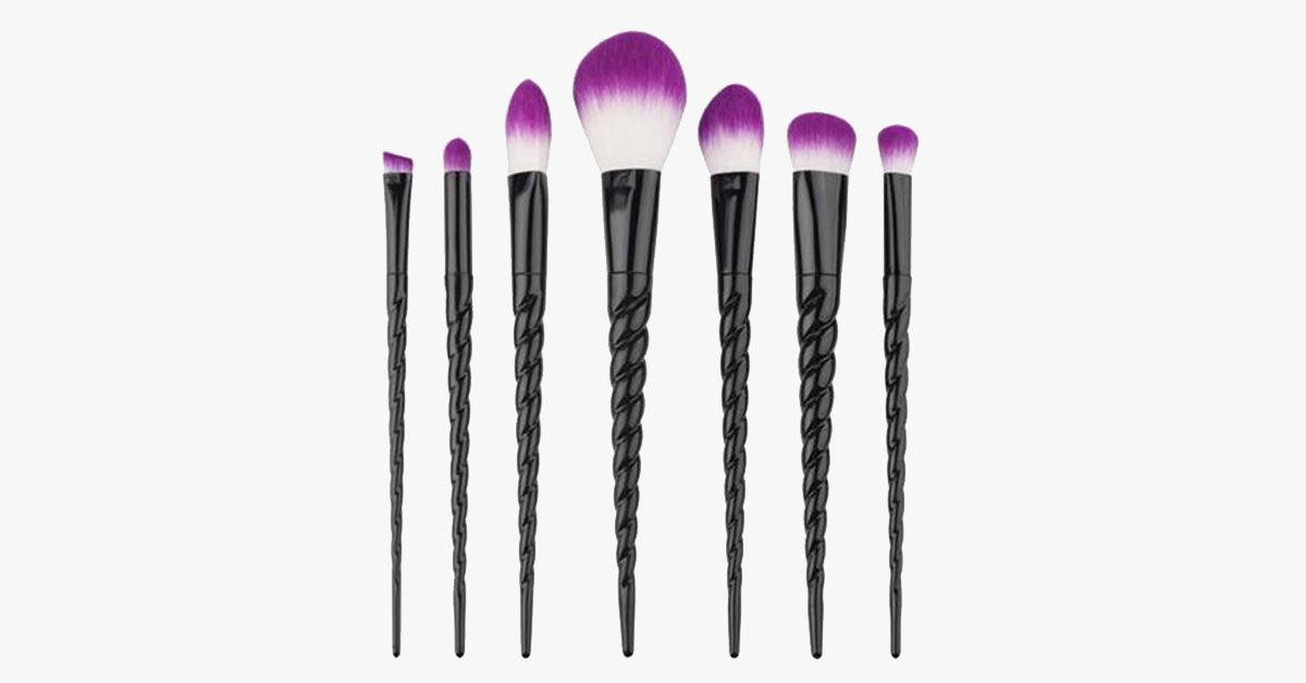 BowLift | Black Unicorn Makeup Brush Set with 7 Brushes – For the Perfect Blending