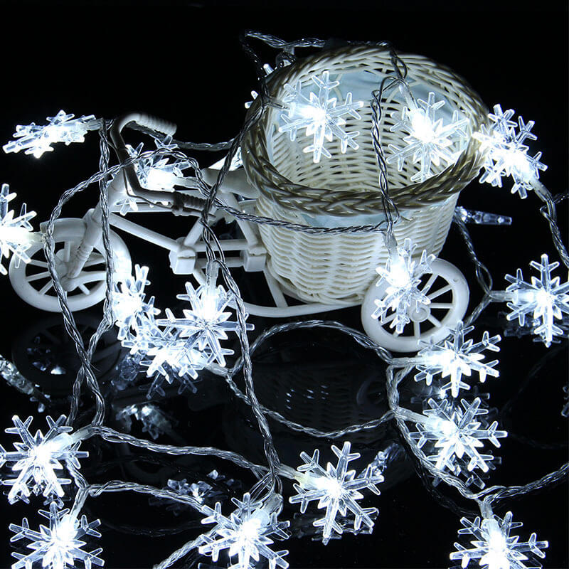 BowLift | LED String Lights Christmas Snowflake Colorful 20 Light LED Waterproof Outdoor String Lights