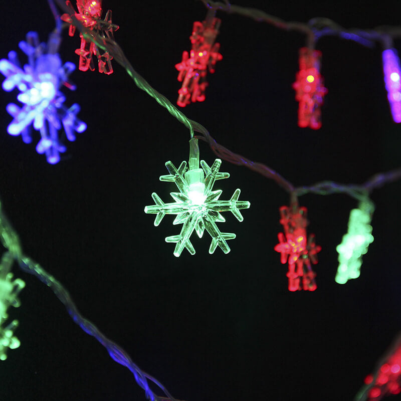 BowLift | LED String Lights Christmas Snowflake Colorful 20 Light LED Waterproof Outdoor String Lights
